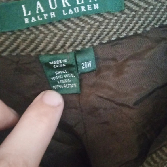 Lauren Ralph Lauren 100% Wool Herringbone Lined Trousers Pockets Size 20W - Picture 9 of 9